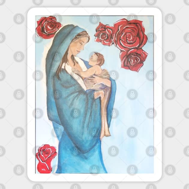 Mother Mary Sticker by Nik Inked Art